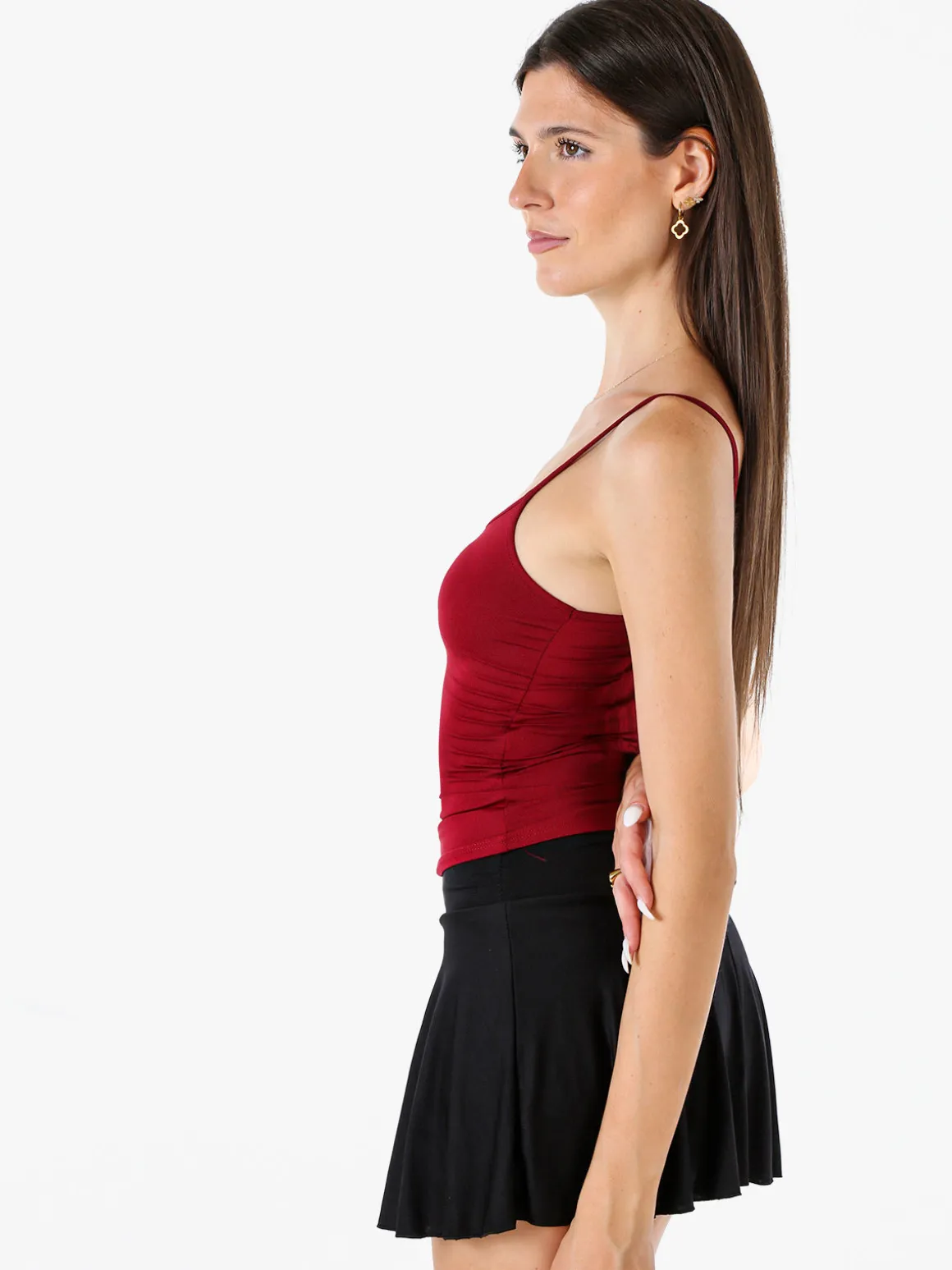 Lovery Top donna con spalline strette - bordeaux