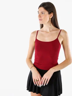 Lovery Top donna con spalline strette - bordeaux