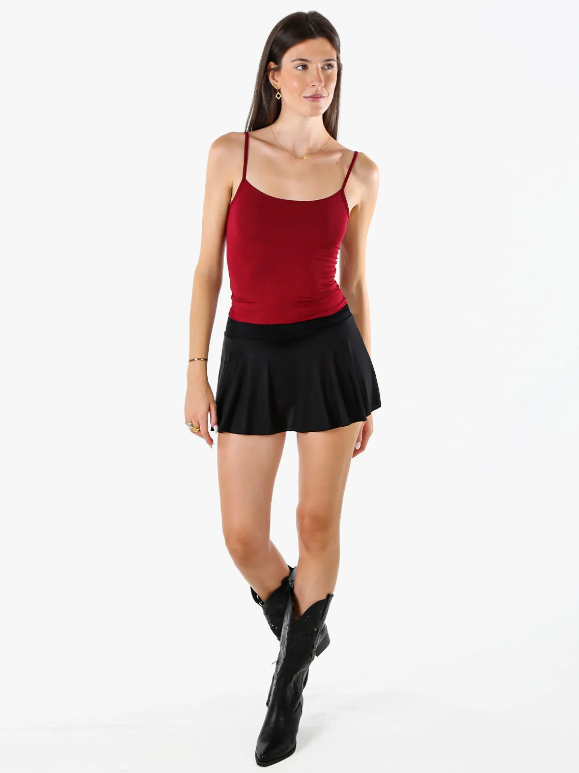 Lovery Top donna con spalline strette - bordeaux