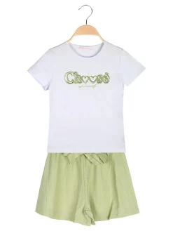 Luisa Chic Completo corto da bambina con t-shirt e shorts a vita alta