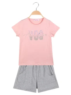 Luisa Chic Completo corto da bambina 2 pezzi con strass