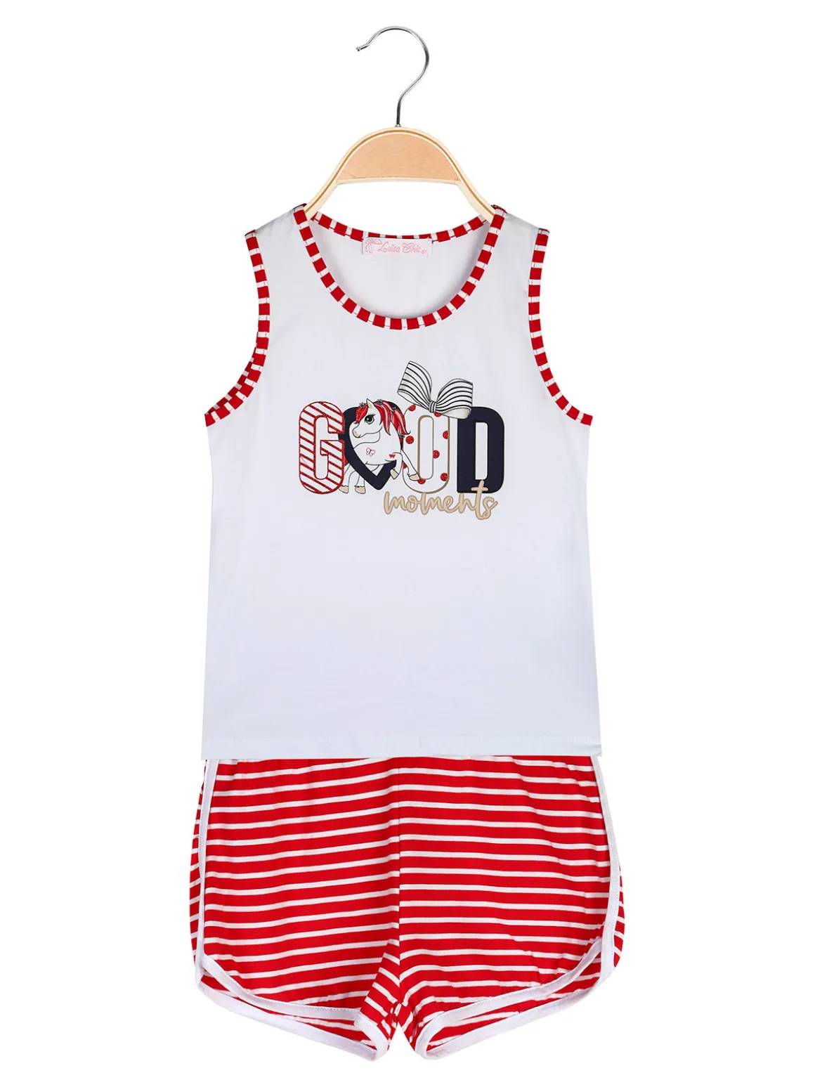Luisa Chic Completo corto da bambina con canotta e shorts rigati