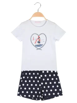 Luisa Chic Completo corto da bambina con t-shirt e shorts a pois