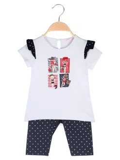 Luisa Chic Completo corto da neonata con t-shirt e leggings a pois
