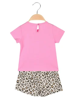 Luisa Chic Completo corto da neonata con t-shirt e shorts animalier