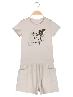 Luisa Chic Completo corto da ragazza con t-shirt e shorts in cotone