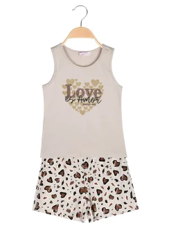 Luisa Chic Completo corto da ragazza cuori con canotta e shorts