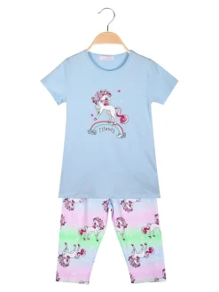 Luisa Chic Completo da bambina unicorno con t-shirt e pinocchietti