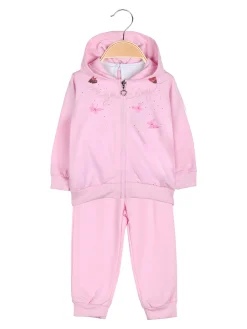 Luisa Chic Completo tuta 3 pezzi da neonata con cappuccio e zip - rosa