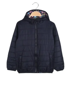 Luisa Chic Giubbino 100 grammi da bambina reversibile con cappuccio e zip - blu scuro