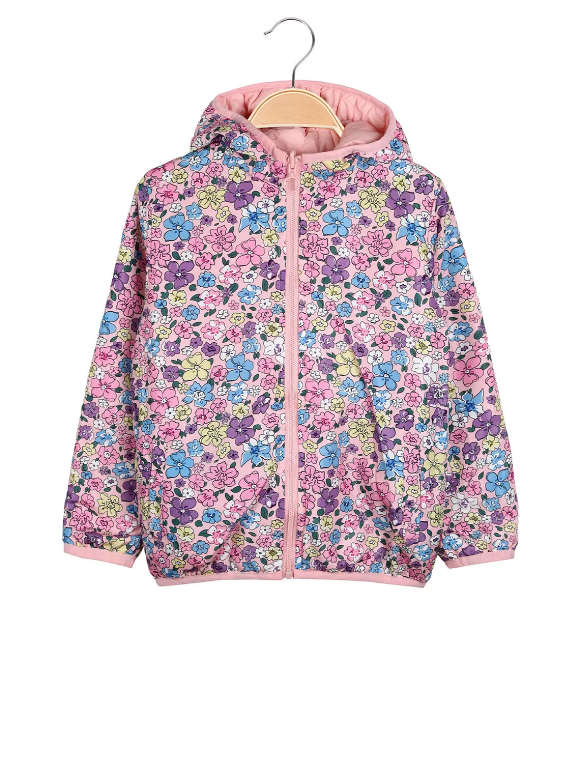 Luisa Chic Giubbino 100 grammi da bambina reversibile con cappuccio e zip - rosa
