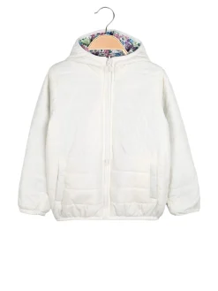 Luisa Chic Giubbino 100 grammi da bambina reversibile con cappuccio e zip - bianco