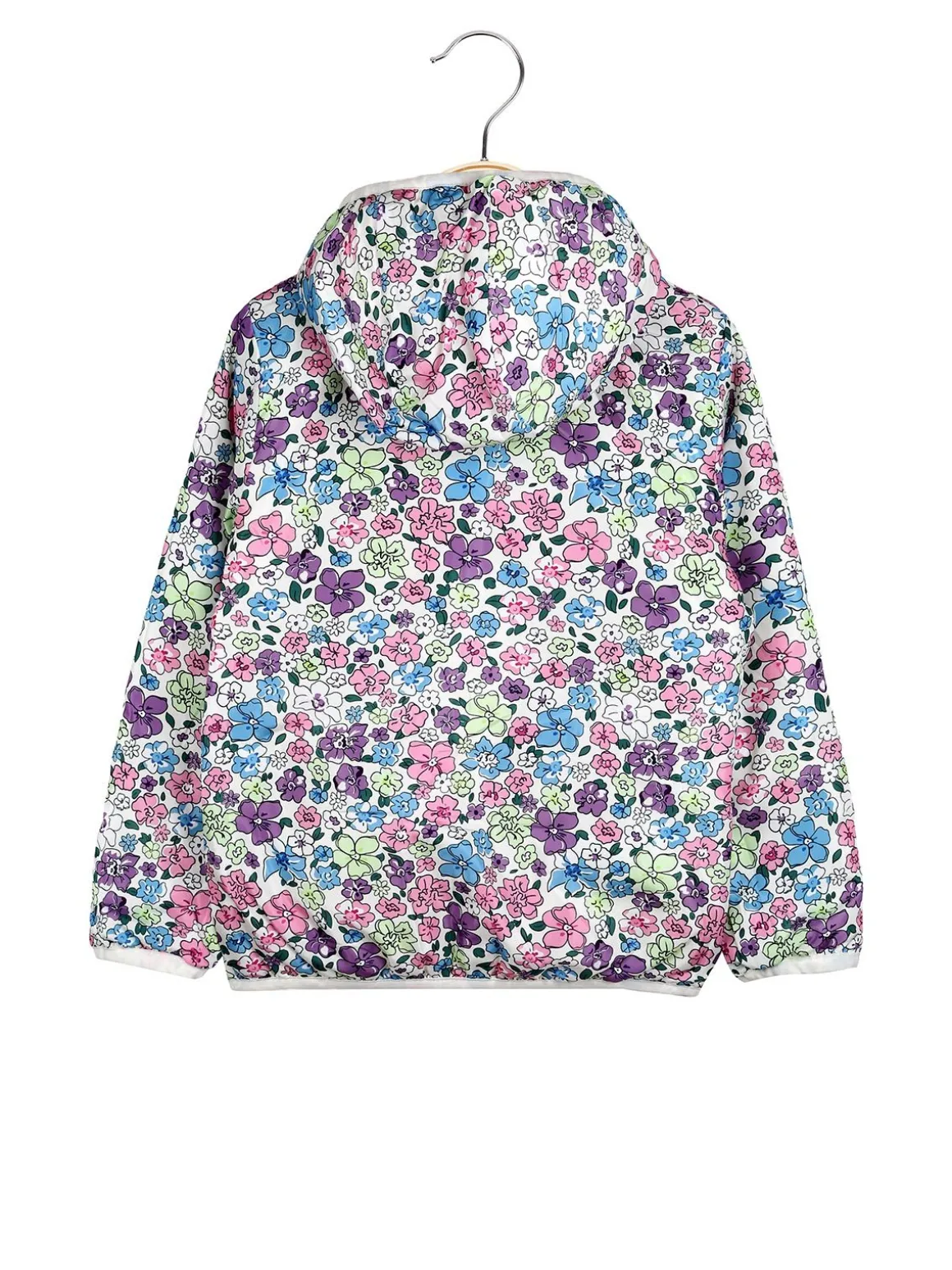 Luisa Chic Giubbino 100 grammi da bambina reversibile con cappuccio e zip - bianco