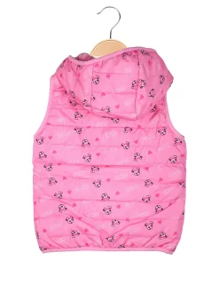 Luisa Chic Giubbino smanicato da bambina con cappuccio e zip - fucsia