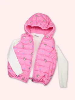 Luisa Chic Giubbino smanicato da bambina con cappuccio e zip - fucsia