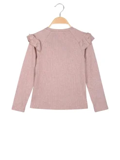 Luisa Chic Maglia da bambina a maniche lunghe con dettagli di perle - rosa