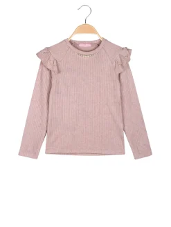 Luisa Chic Maglia da bambina a maniche lunghe con dettagli di perle - rosa