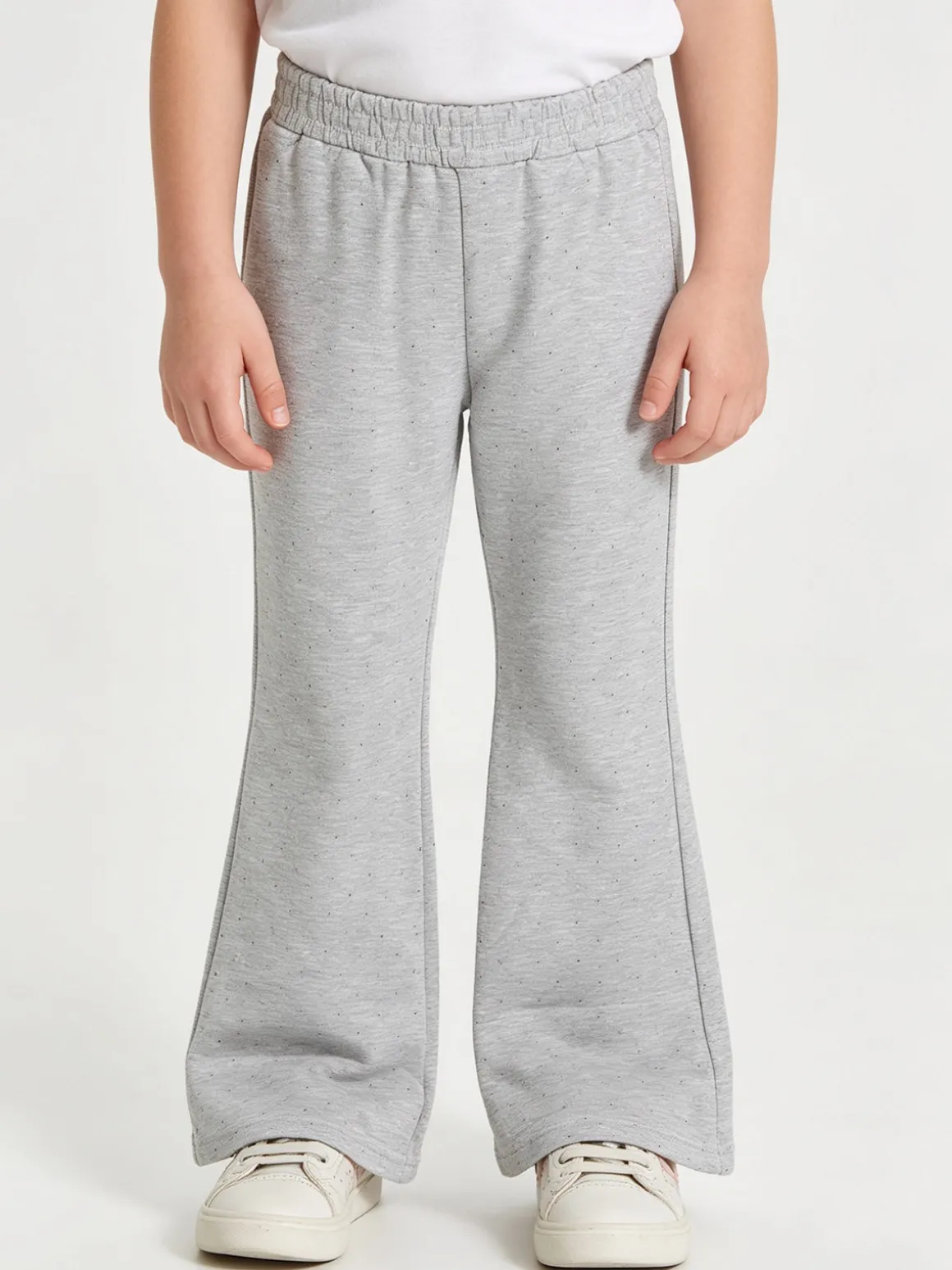 Luisa Chic Pantaloni da bambina a zampa con strass - grigio