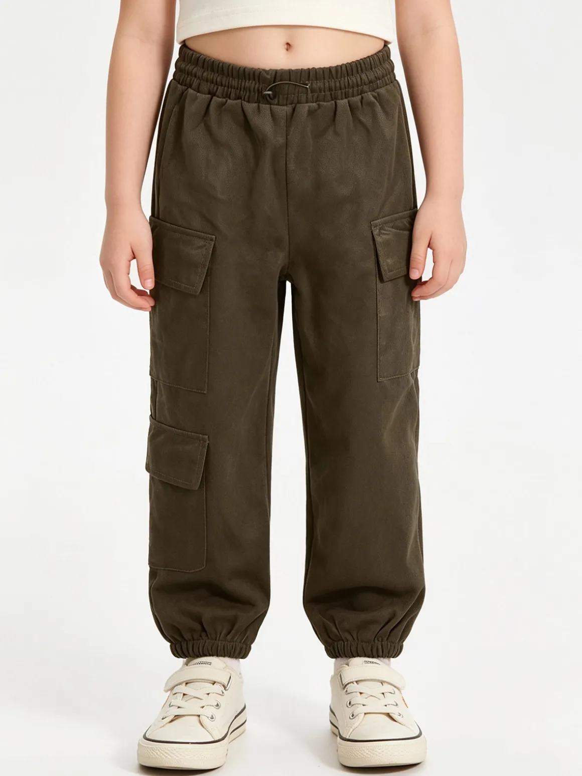 Luisa Chic Pantaloni da bambina in velluto con tasconi laterali
