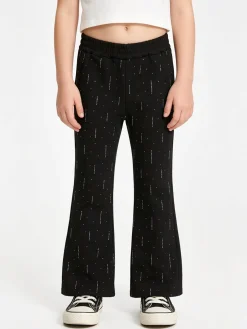 Luisa Chic Pantaloni da bambina a zampa con strass - nero
