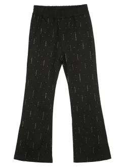 Luisa Chic Pantaloni da bambina a zampa con strass - nero