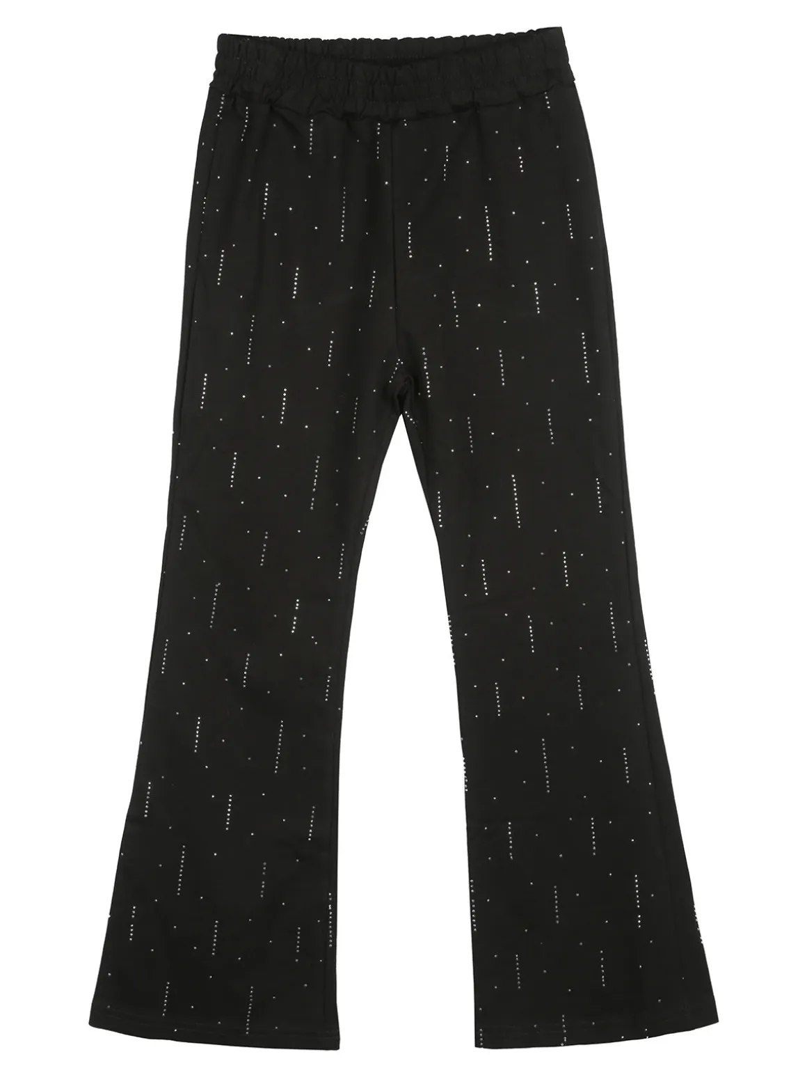 Luisa Chic Pantaloni da bambina a zampa con strass - nero