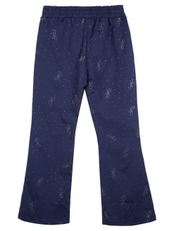 Luisa Chic Pantaloni da bambina a zampa con strass - blu