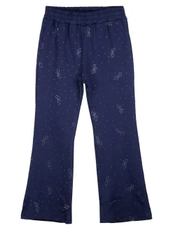 Luisa Chic Pantaloni da bambina a zampa con strass - blu