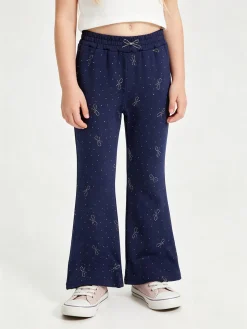 Luisa Chic Pantaloni da bambina a zampa con strass - blu