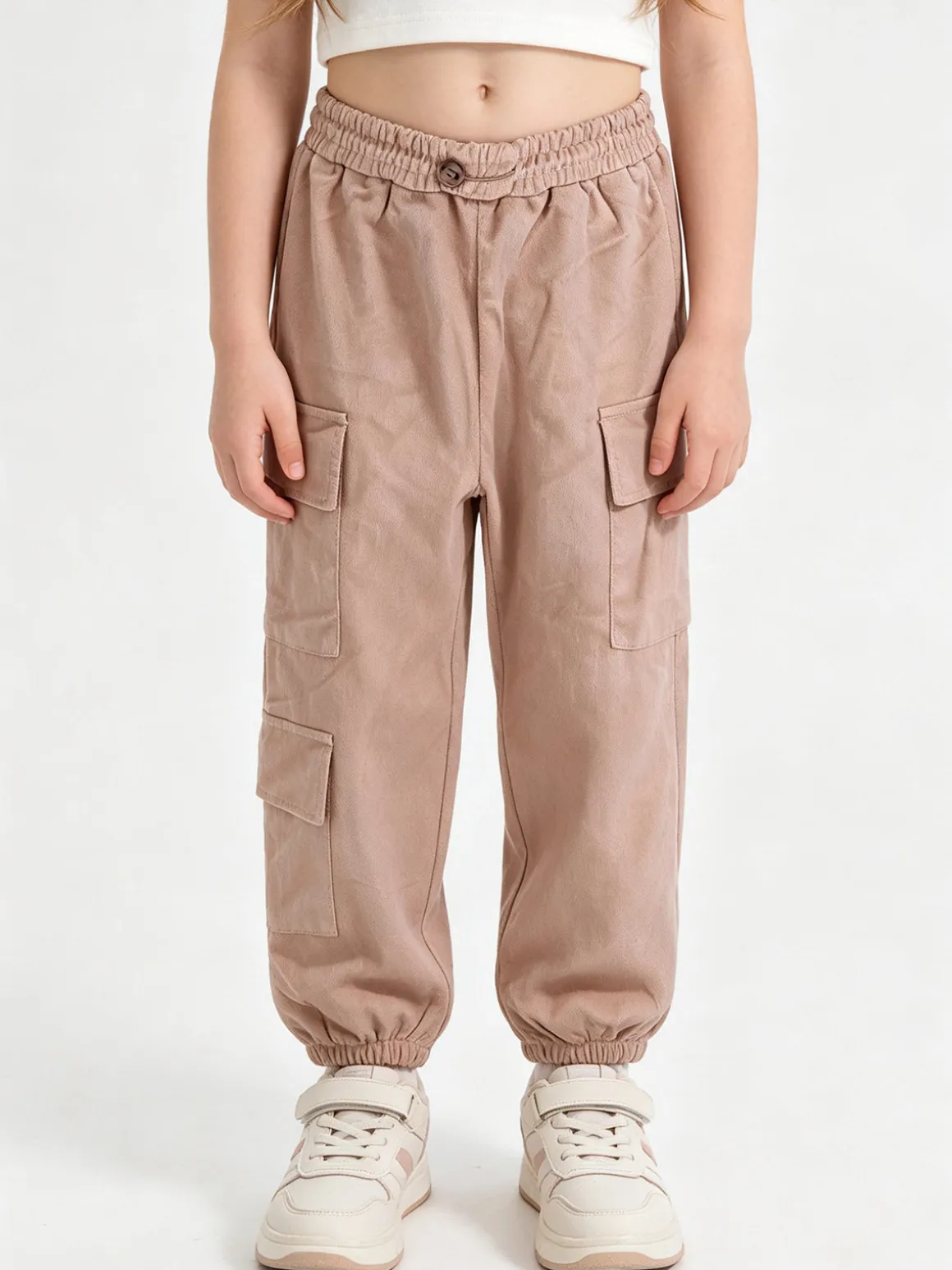 Luisa Chic Pantaloni da bambina in velluto con tasconi laterali