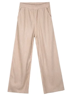 Luisa Chic Pantaloni da bambina a costine in velluto - beige