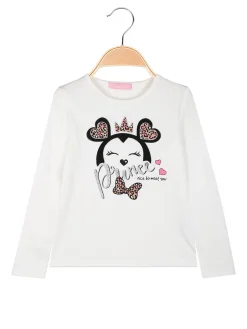 Luisa Chic T-shirt da bambina a maniche lunghe con stampa - bianco