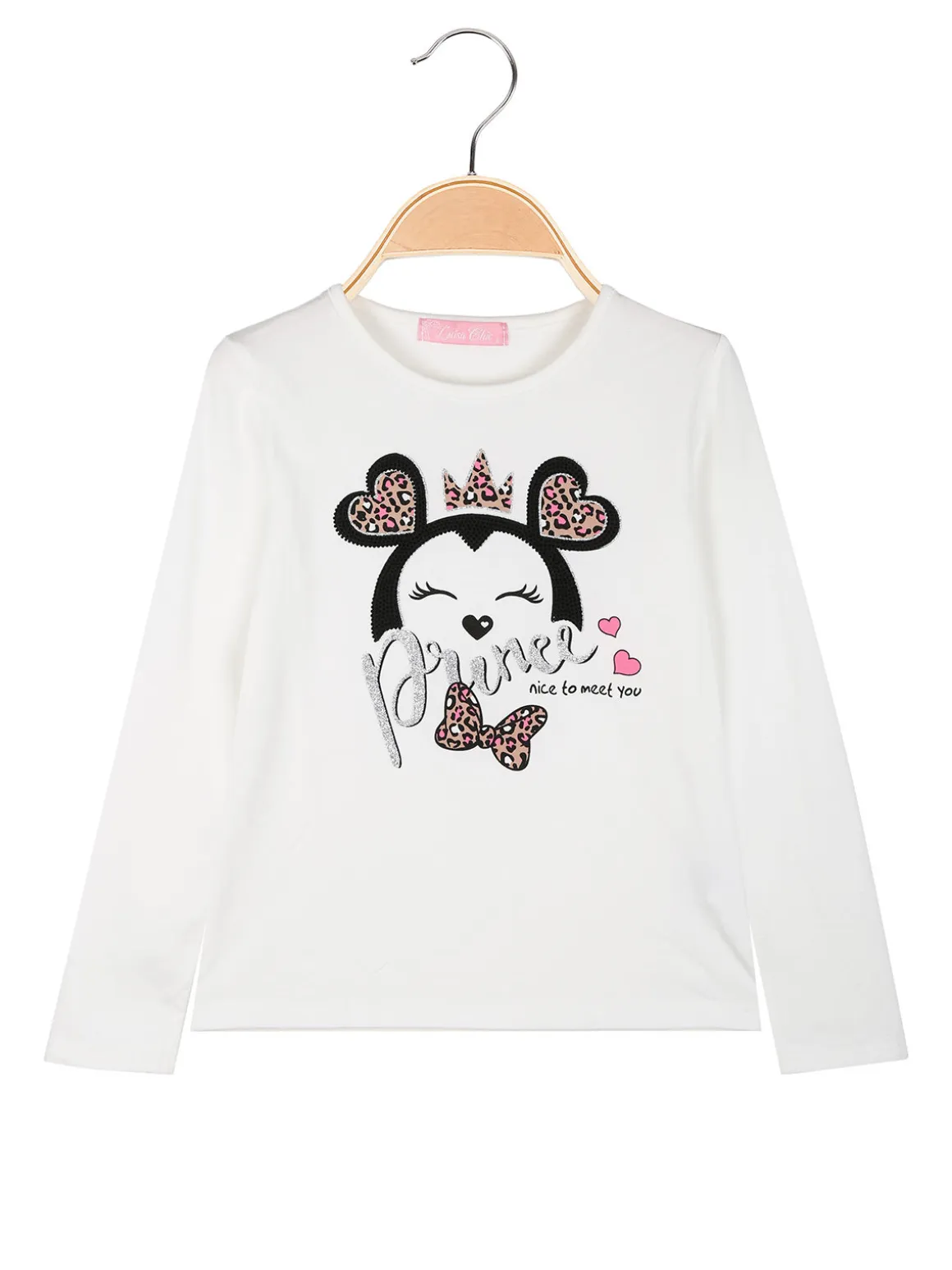 Luisa Chic T-shirt da bambina a maniche lunghe con stampa - bianco