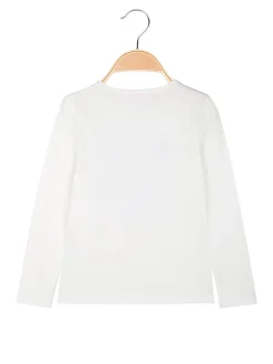 Luisa Chic T-shirt da bambina a maniche lunghe con stampa - bianco