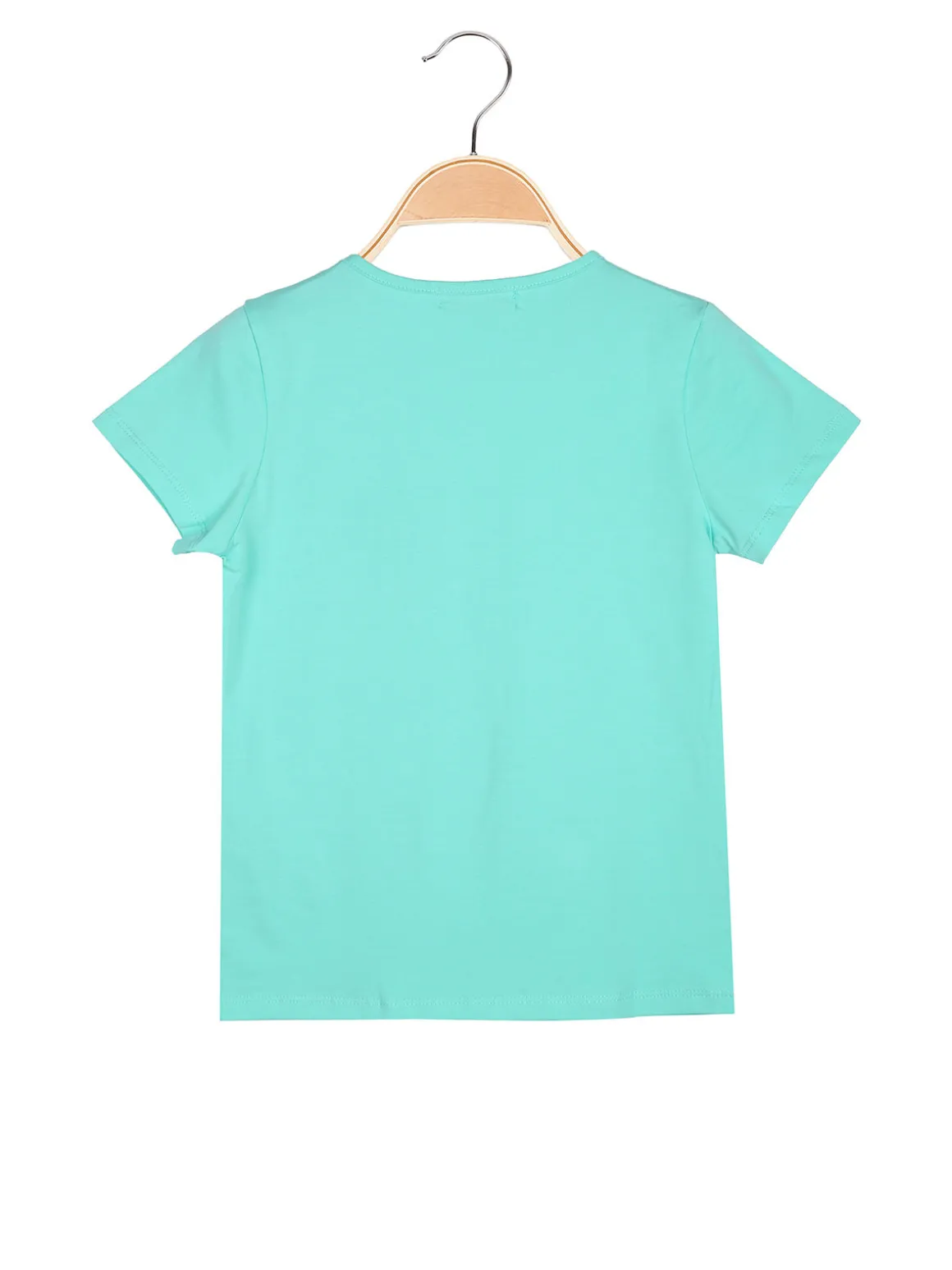 Luisa Chic T-shirt da bambina in cotone con toppa in macramè - acqua marina
