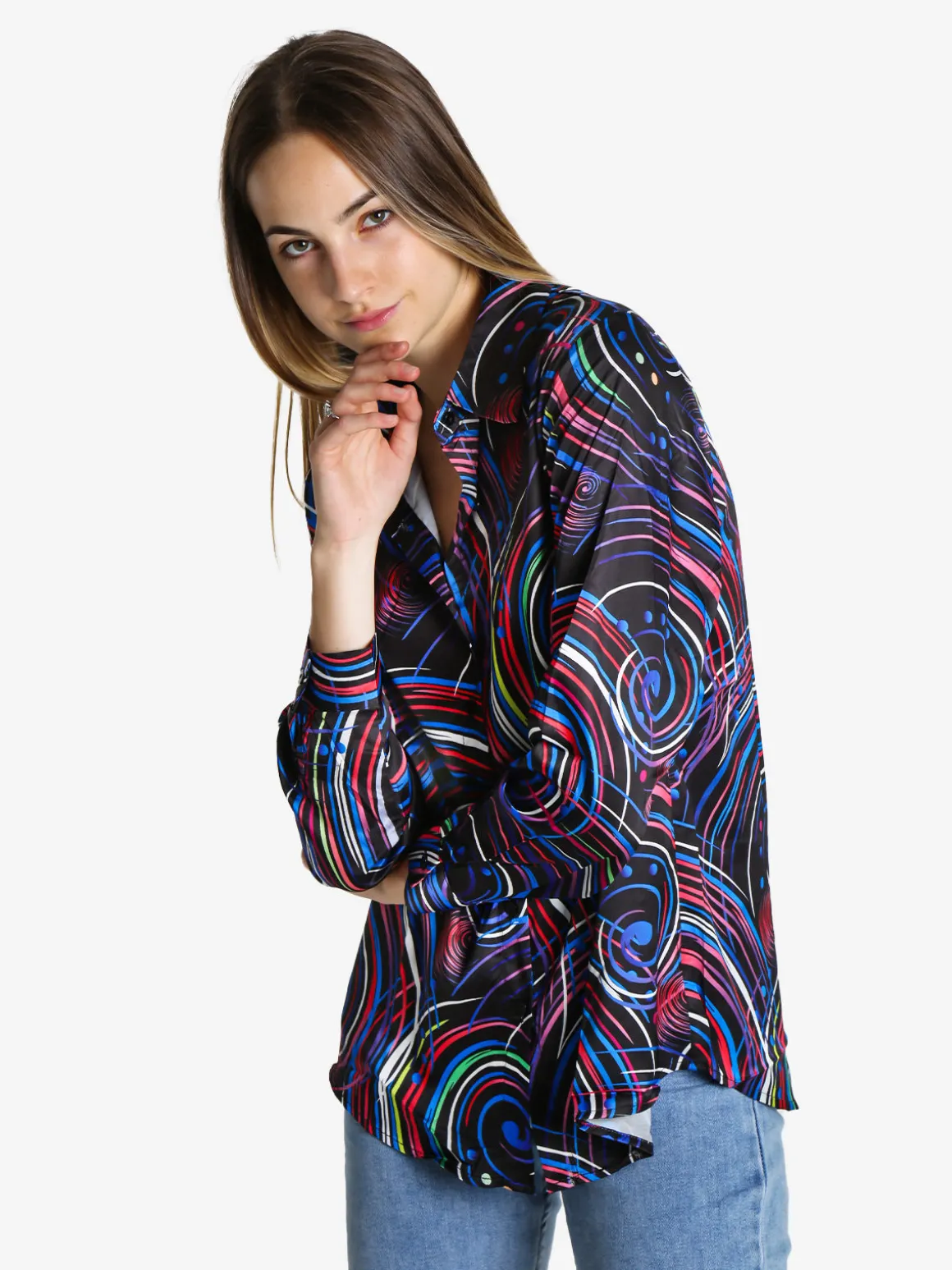 Luisa Loire Camicia donna a maniche lunghe con stampa a fantasia