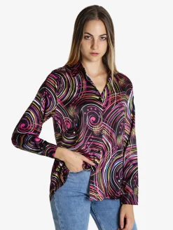 Luisa Loire Camicia donna a maniche lunghe con stampa a fantasia