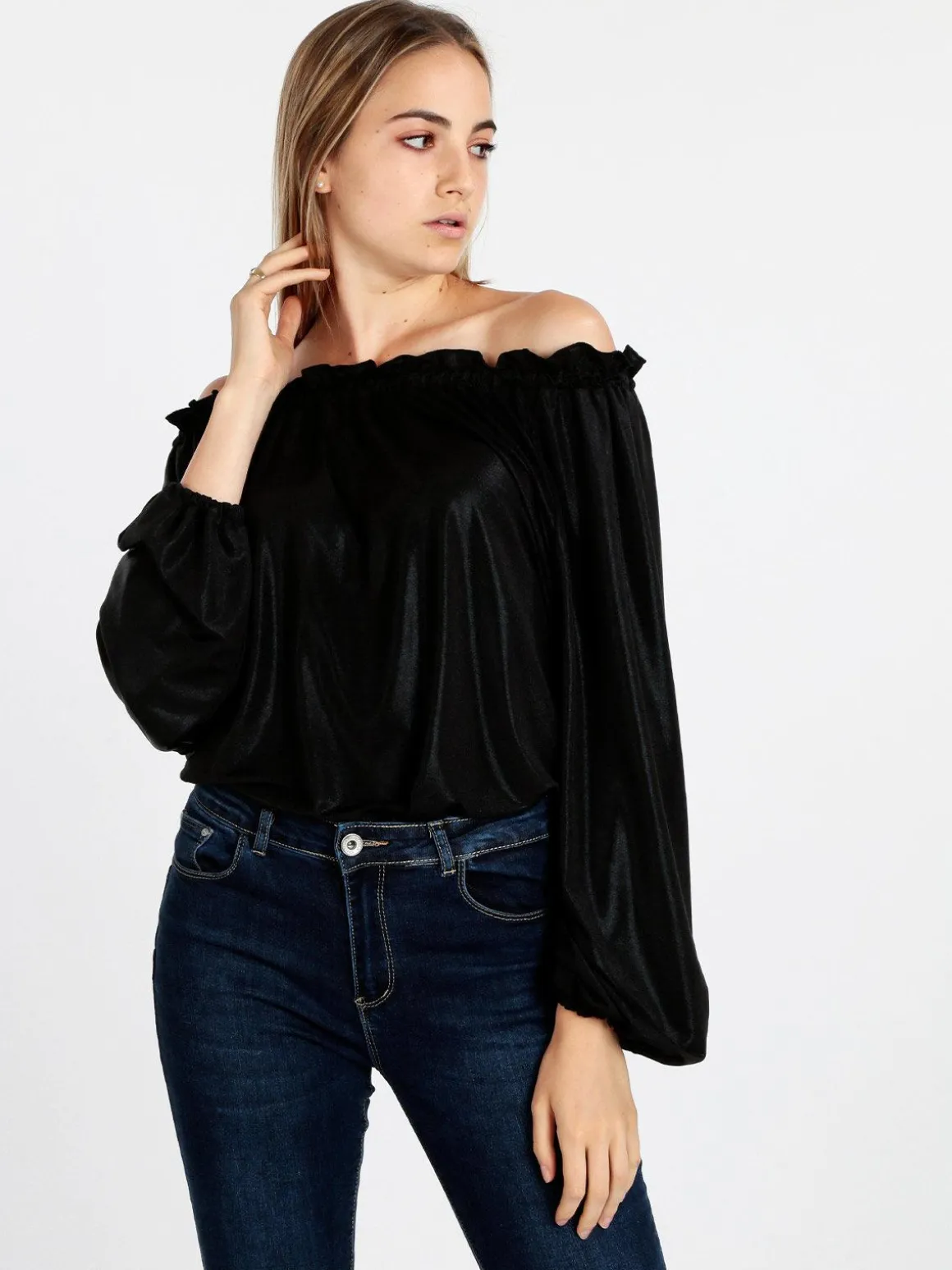 Lumina Blusa donna in lamè con maniche a palloncino
