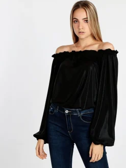 Lumina Blusa donna in lamè con maniche a palloncino