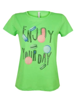 Lumina T-shirt girocollo con scritte e strass