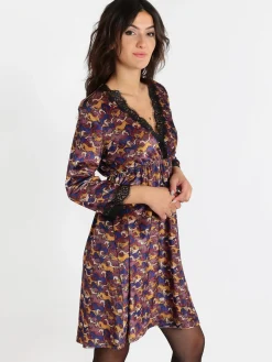 Lumina Vestito midi a portafoglio con pizzo