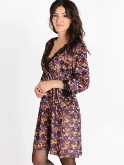 Lumina Vestito midi a portafoglio con pizzo