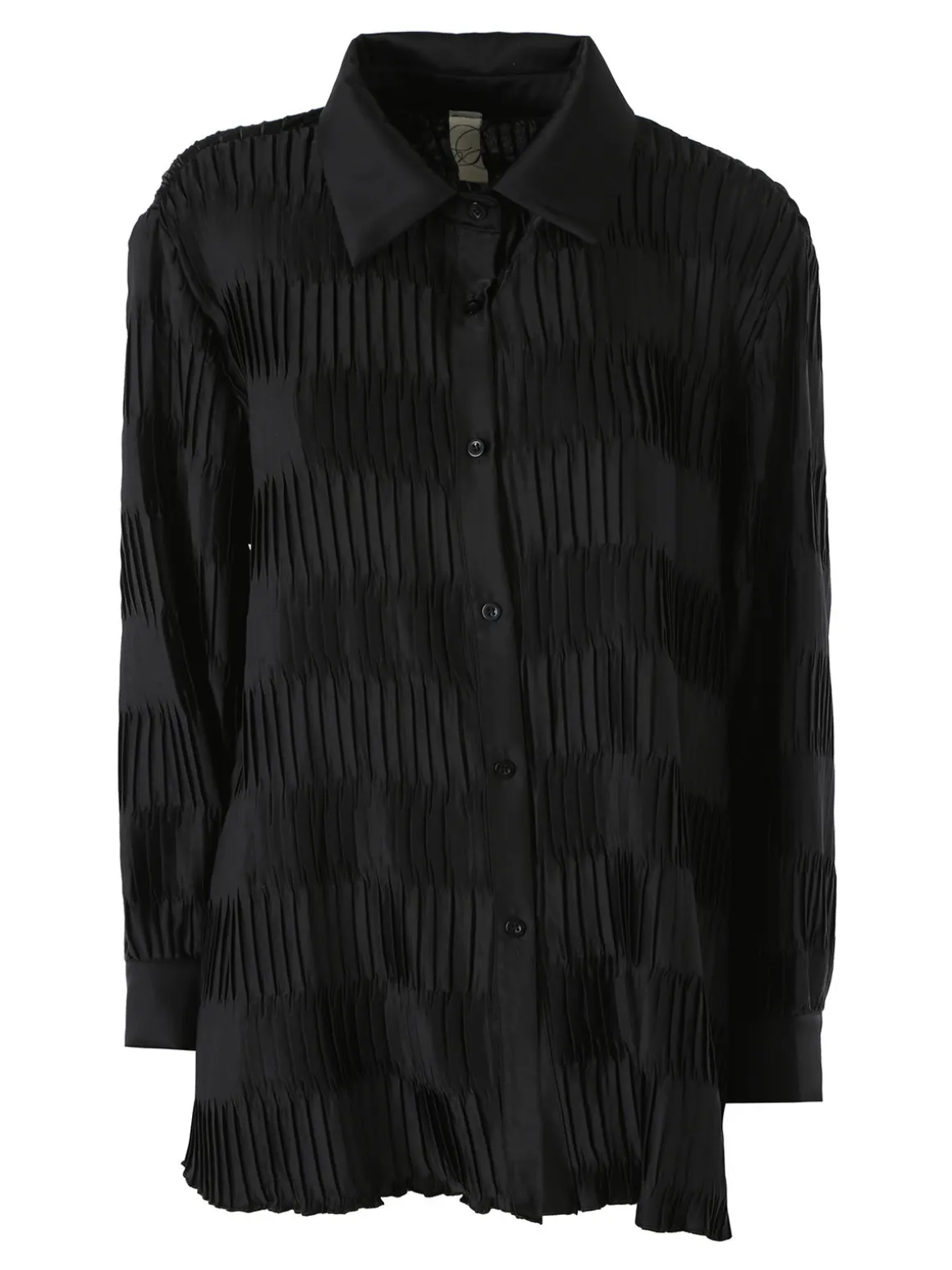 Luxesize Camicia plissettata da donna con maniche lunghe a palloncino - nero