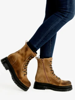 Made In Italy Anfibi in pelle scamosciata donna con plateau