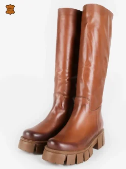Made In Italy - Dolce Moda Stivali in pelle da donna con suola carrarmato