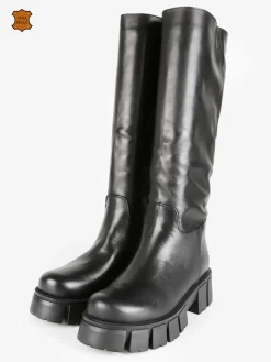 Made In Italy - Dolce Moda Stivali in pelle da donna con suola carrarmato