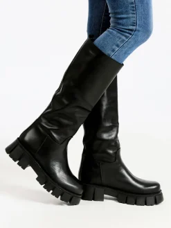 Made In Italy - Dolce Moda Stivali in pelle da donna con suola carrarmato