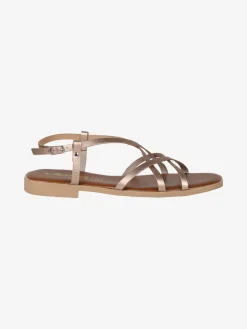 Made In Italy Sandali bassi in pelle da donna con fascette incrociate
