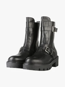 Made In Italy Stivaletti biker in pelle da donna