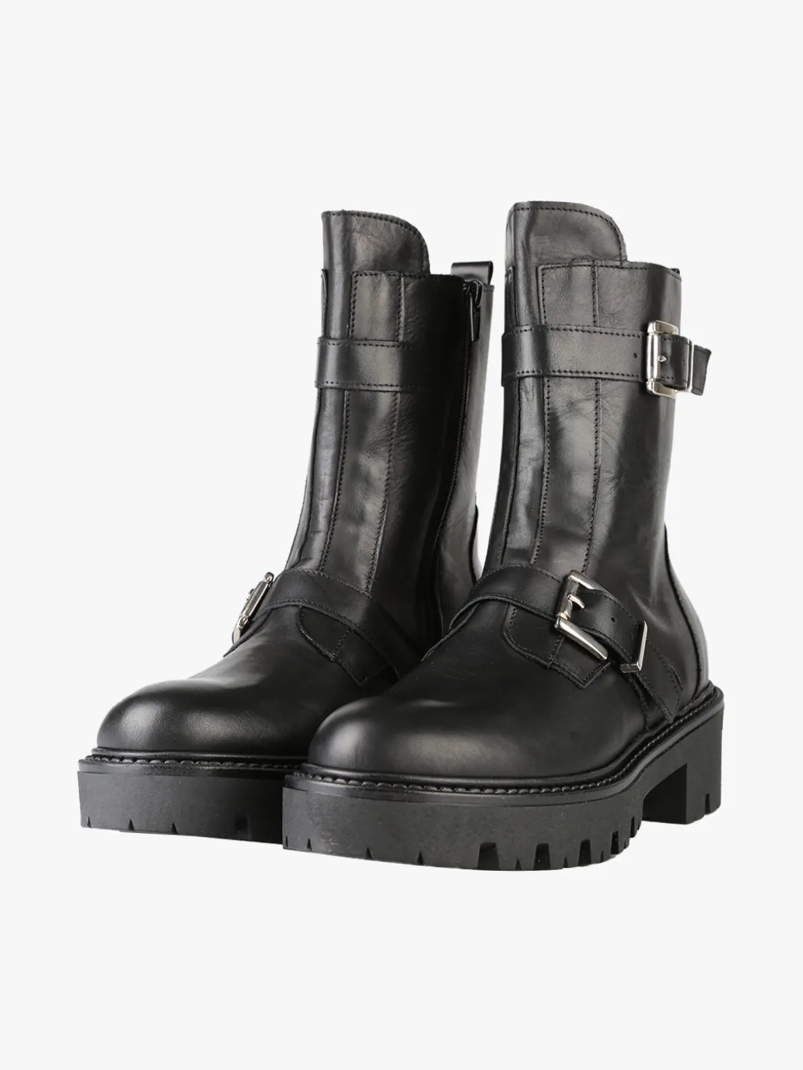 Made In Italy Stivaletti biker in pelle da donna